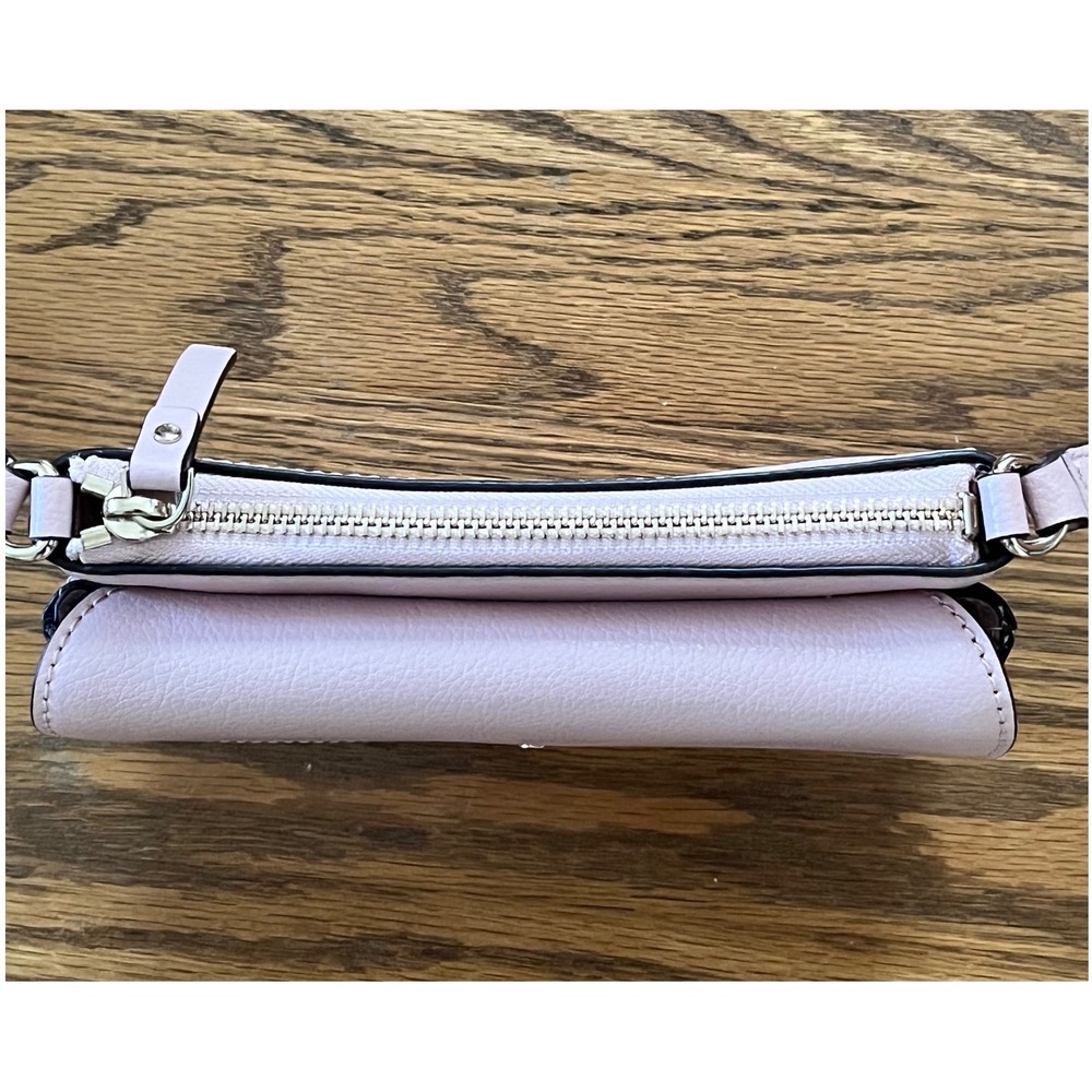 Kate Spade New York Pebbled Leather Crossbody Bag Lavender Pink Flap Zip Purse - Picture 4 of 12